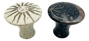 1990s Emilia Castillo “Sol Y Luna” Silver & Porcelain Salt and Pepper Set