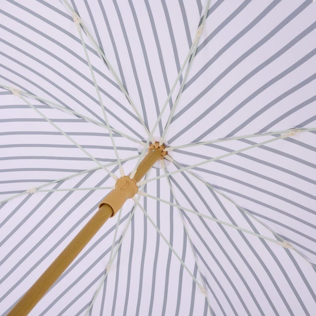 Spritely Home Bella 6.5 Ft Beach Fringed Umbrella, Green Bistro Stripe For Sale - Image 4 of 8