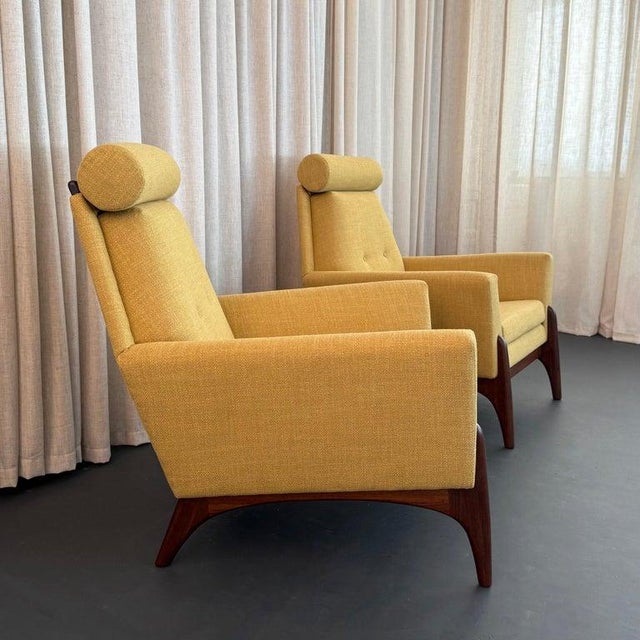 Yellow 1960s Sculptural Mid-Century Modern Adrian Pearsall Style High Back Lounge Chair Set For Sale - Image 8 of 15