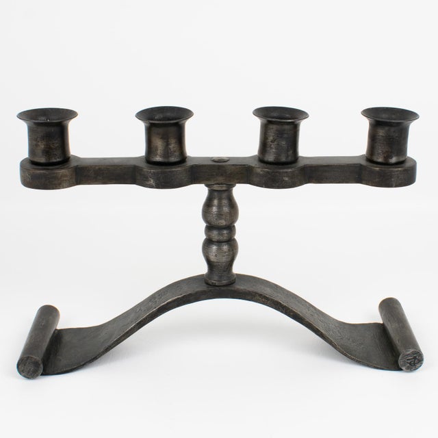 Charles Piguet Charles Piguet Modernist Wrought Iron Candelabras Candle Holders For Sale - Image 4 of 11