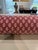 Brand New Custom Peter Dunham Clay Pink on White Round Bolster Pillow with Red Ticking Stripe Accent on Either End. Fabric...