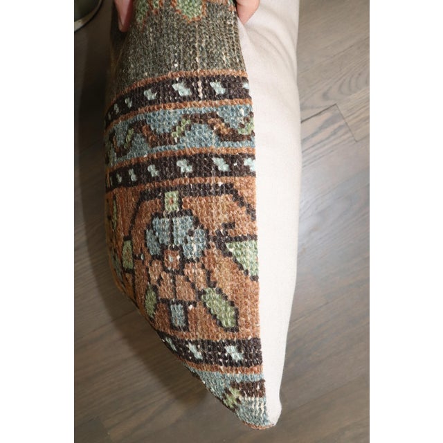 Persian Early 20th Century Zabihi Collection Tribal Worn Persian Kurd Rug Lumbar Pillow - 0'11" x 1'7" For Sale - Image 3 of 4