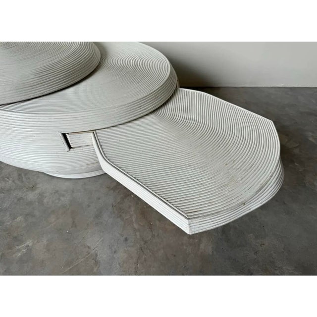 Gabriella Crespi Style Swivel Top Pencil Reed Rattan Round Coffee Cocktail Table For Sale - Image 4 of 12