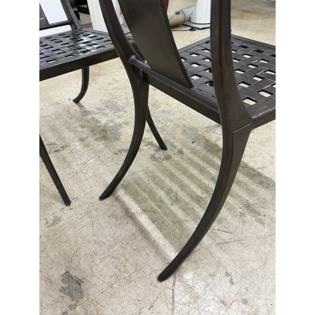 Michael Taylor Bronzed Klismos Garden Chairs With Leather Cushions, 1990s For Sale - Image 16 of 18