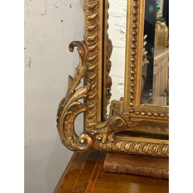 Wood 19th Century French Louis XV Style Carved and Giltwood Mirror For Sale - Image 7 of 8