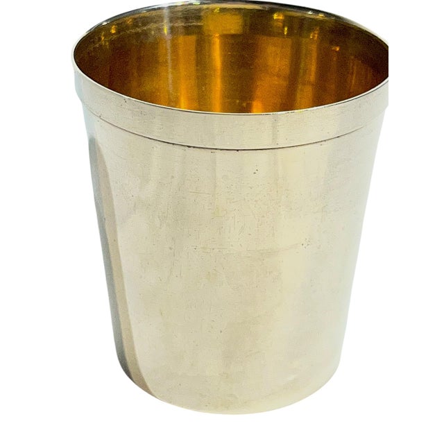 Pair Vintage Art Deco English Silver Plate Tumbler Cups With Gilded Interiors For Sale - Image 11 of 16