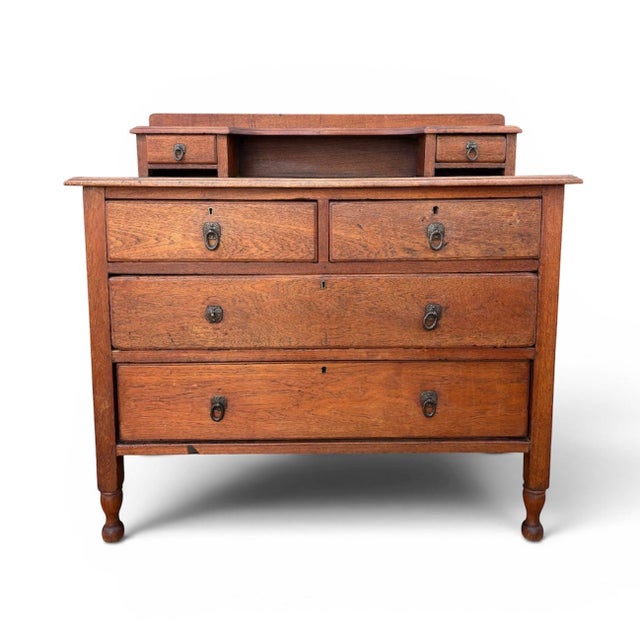Vintage English Oak Chest of Drawers, 1930s For Sale - Image 10 of 10