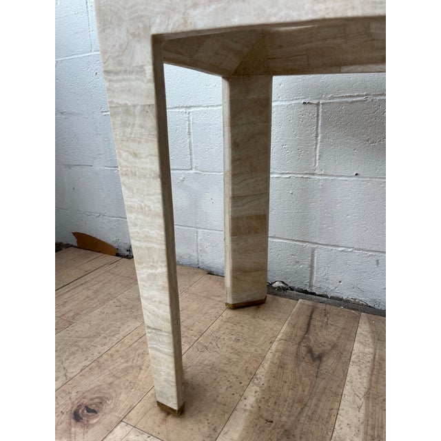 Bone Karl Springer Maitland Smith Style Tessellated and Brass Waterfall Console Table For Sale - Image 7 of 12