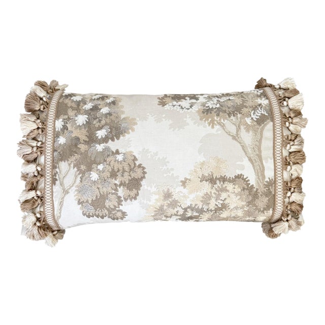 La Canopee Silver Birch Lumbar Pillow With Tassel Trim For Sale
