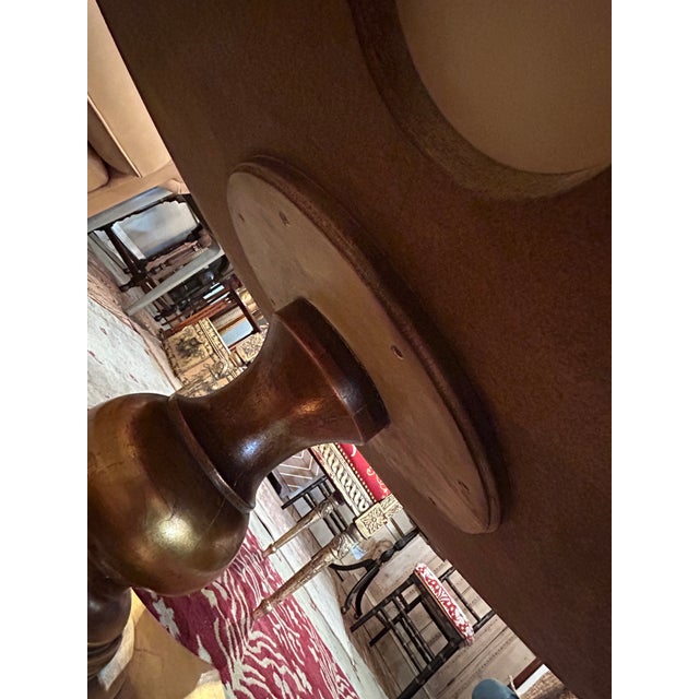 Wood Vintage Reverse Painting on Glass Round Coffee Table For Sale - Image 7 of 13