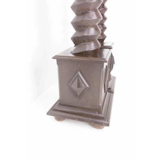 Wood 19th Century French Wine Press Screw Pedestals Plant Holders, Set of 2 For Sale - Image 7 of 11