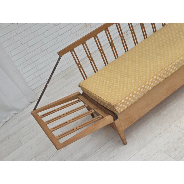 Mid-Century Modern Swedish Drop Arm Sofa in Fabric and Oak, 1970s For Sale - Image 3 of 18