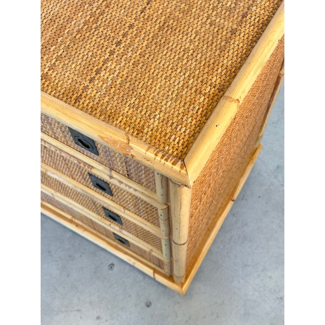 Light Yellow Wicker and Bamboo Chest of Drawers by Dal Vera, 1970s For Sale - Image 8 of 10