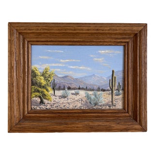 Mid 20th Century Original Acrylic Painting of a Desert Scene, Signed and Framed For Sale