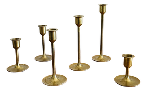Mid-Century Brass Candlesticks, Set of 6