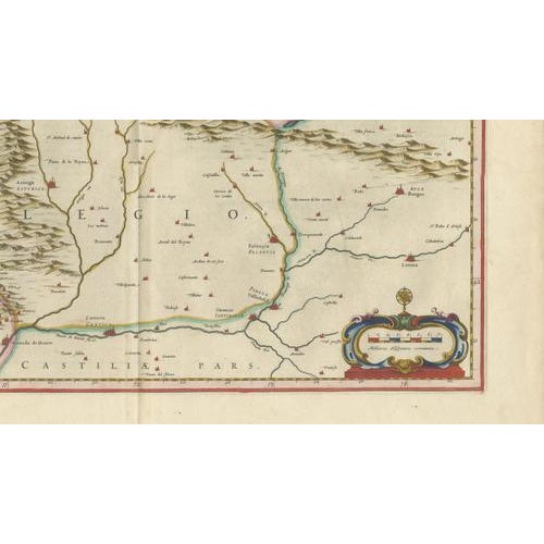 17th Century Blaeu Map of León & Asturias Legionis Regnum, 1642 For Sale - Image 5 of 10
