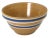 Large Antique 11 1/2 Inch Size Blue and White Decorated Banded Yellow Ware Kitchen Mixing Bowl For Sale - Image 4 of 13