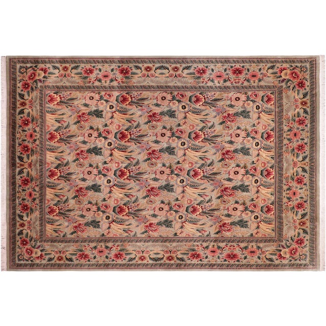Green Floral 1990's Pak-Persian Green/Green Wool Rug - 9'0'' X 12'3'' For Sale - Image 8 of 9