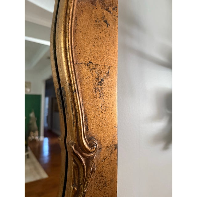 French Country Grand 72" Vintage French Louis XV Style Giltwood Trumeau Mirror For Sale - Image 3 of 12