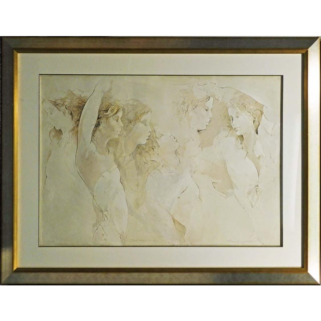 Jurgen Gorg "Strefichter" Etching Woman Custom Framed Hand Signed For Sale