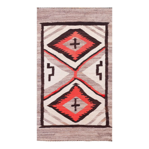 1920s Gray Geometric Kilim Antique American Navajo Rug 3'4" X 5'9" Flatweave Wool Carpet