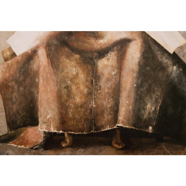 2000 - 2009 Large C. 2000s After Lu Jian Jun, Portrait of a Woman Seated on a Chair, Print on Canvas For Sale - Image 5 of 10