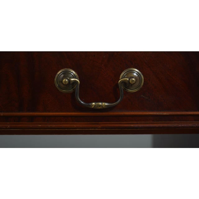 English Leather Top 3 Part Executive Partners Desk For Sale - Image 14 of 18
