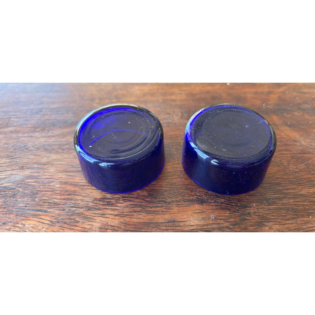 Antique Sterling Silver Figural Bird Salt and Pepper Shakers With Cobalt Glass Salt Cellers - Phillp H. Stevens - 4pcs For Sale - Image 4 of 14