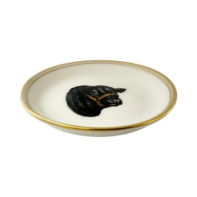 Ceramic Vintage Abercrombie & Fitch Frank Vosmansky Angus Bull Porcelain Coaster Dish For Sale - Image 7 of 9