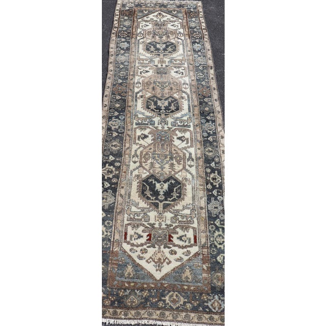 Antique Persian Hamadan Runner With Medallion Motifs in Deep Indigo 2'6 X 8'9 For Sale In Atlanta - Image 6 of 12