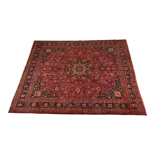 Makhmalbaf Signed Fine Hand-Woven Persian Ghom Room Size Wool Rug, Circa 1940s For Sale