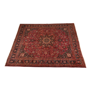 Makhmalbaf Signed Fine Hand-Woven Persian Ghom Room Size Wool Rug, Circa 1940s