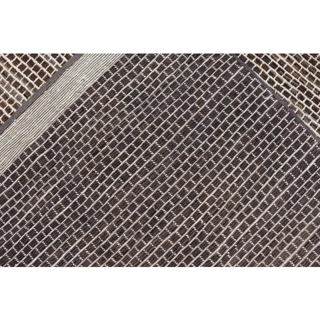 Modern Rug With Brick Design in Brown and Cream by Keivan Woven Arts 9'4 X 11'1 For Sale - Image 12 of 12