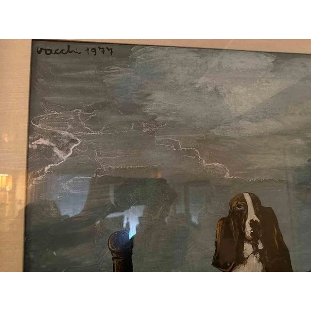 Modern Sergio Vacchi, Dog, Original Oil Painting, 1977, Framed For Sale - Image 3 of 5