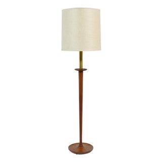 Mid 20th Century Mid Century Modern Walnut Floor Lamp with Sculpted Details For Sale