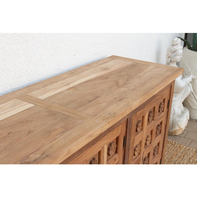 Tan Reclaimed Teak Lotus Flower Sideboard For Sale - Image 8 of 11