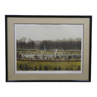 1980s Harold Altman Signed Lithograph Le Grand Bassin Luxembourg Fountain Park Paris For Sale