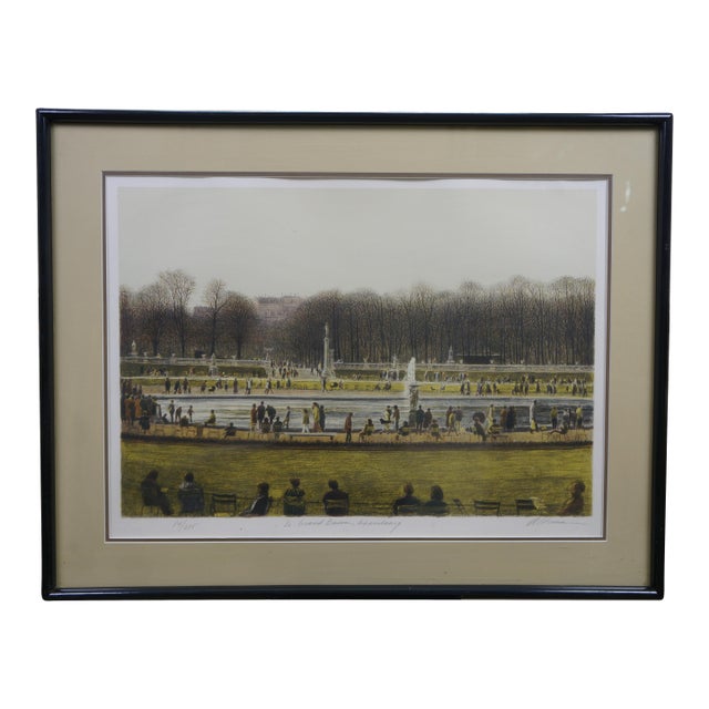 1980s Harold Altman Signed Lithograph Le Grand Bassin Luxembourg Fountain Park Paris For Sale