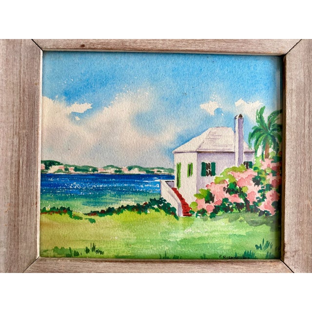 Small Vintage Watercolors of Bermuda Signed F Richardson - a Pair, Framed For Sale - Image 10 of 10