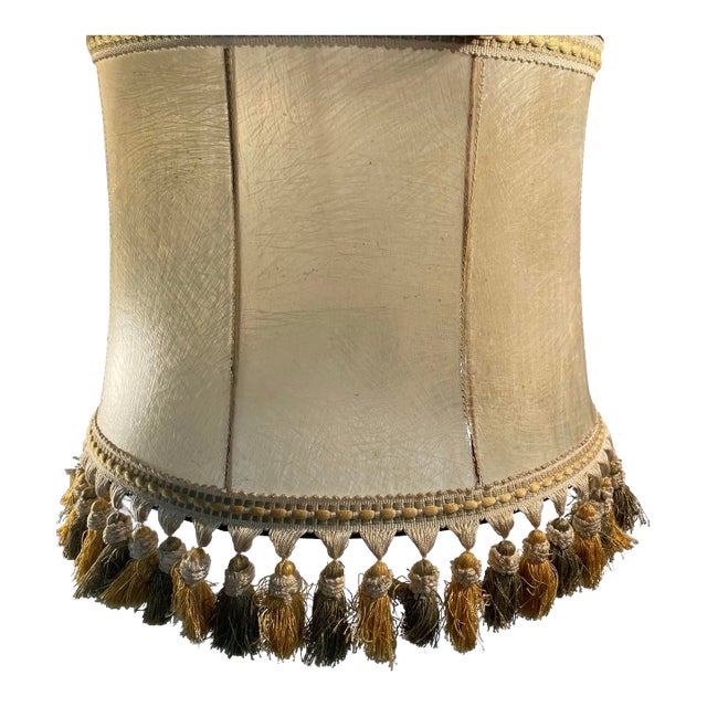 Vintage English Stretched Leather Lamp Shade For Sale
