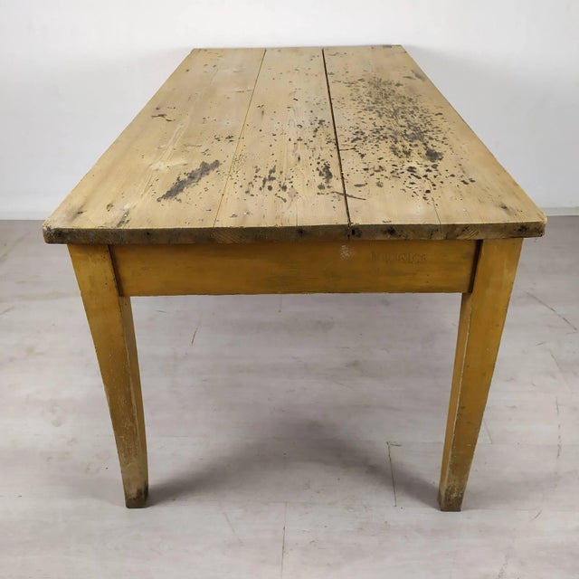 Wood Vintage Rustic Wood Farmhouse Table For Sale - Image 7 of 18