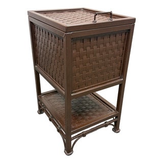 Rust Painted Metal Woven File Storage Chest, Vintage For Sale