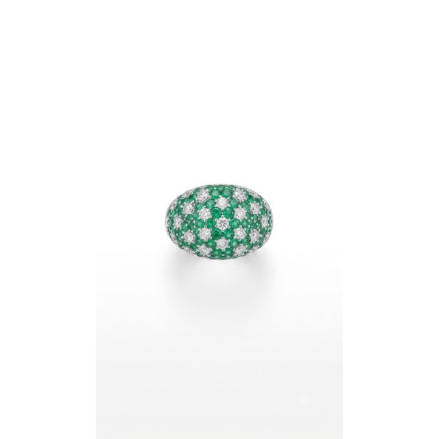 Contemporary Emerald and Diamond Halo Ring in 18k Gold, 2.40ct & 1.78ct, Size 6 For Sale - Image 3 of 5