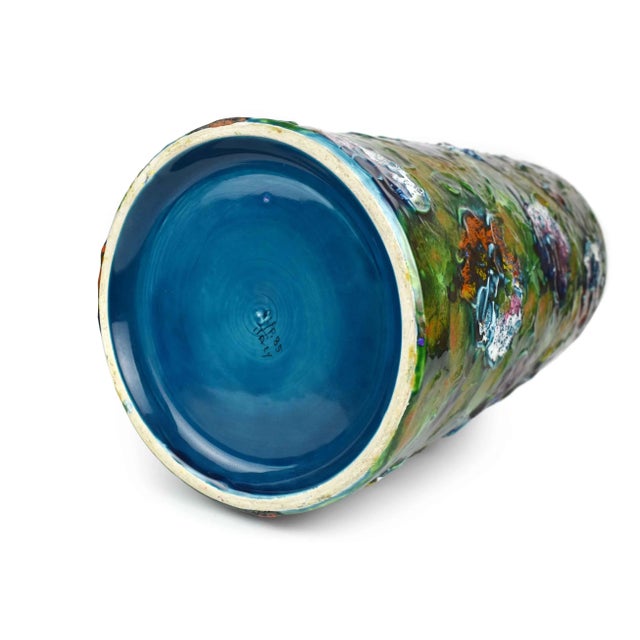 Mid 20th Century Handmade Hand Painted Italian Pottery Umbrella Stand For Sale - Image 11 of 12