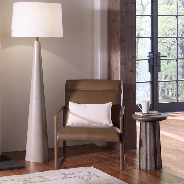 Hemingway Accent Chair, Truffle Leather For Sale - Image 9 of 10