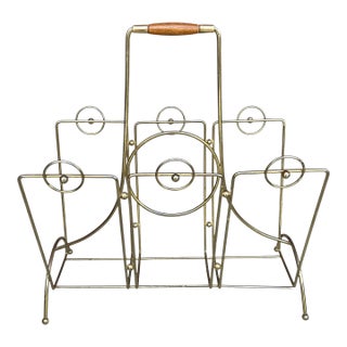Vintage Metal Magazine Rack Mid-Century Modern For Sale