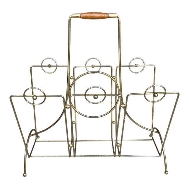 Vintage Metal Magazine Rack Mid-Century Modern For Sale