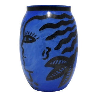 Postmodern Art Glass Vase by Ulrica Hydman-Vallien for Kosta Boda Sweden, Large For Sale