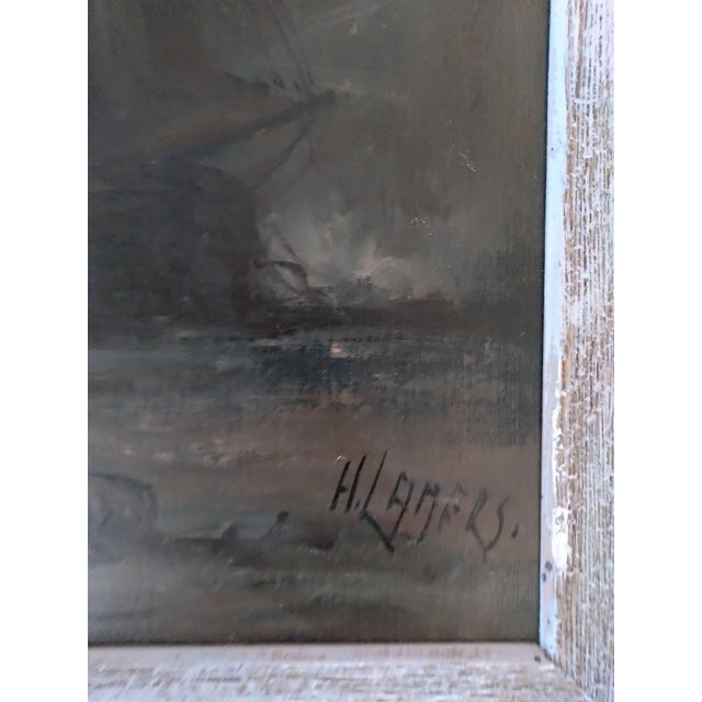 Impressionist Mid 20th Century "Scapa Flow" Marine Seascape Oil Painting Signed Herman Lamers (1918–1988) For Sale - Image 3 of 4