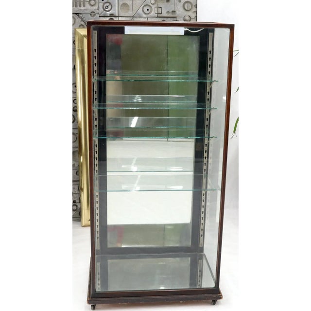 Red Solid Oak Art Deco Era Cube Shape Adjustable Shelves Show Case Vitrine For Sale - Image 8 of 13